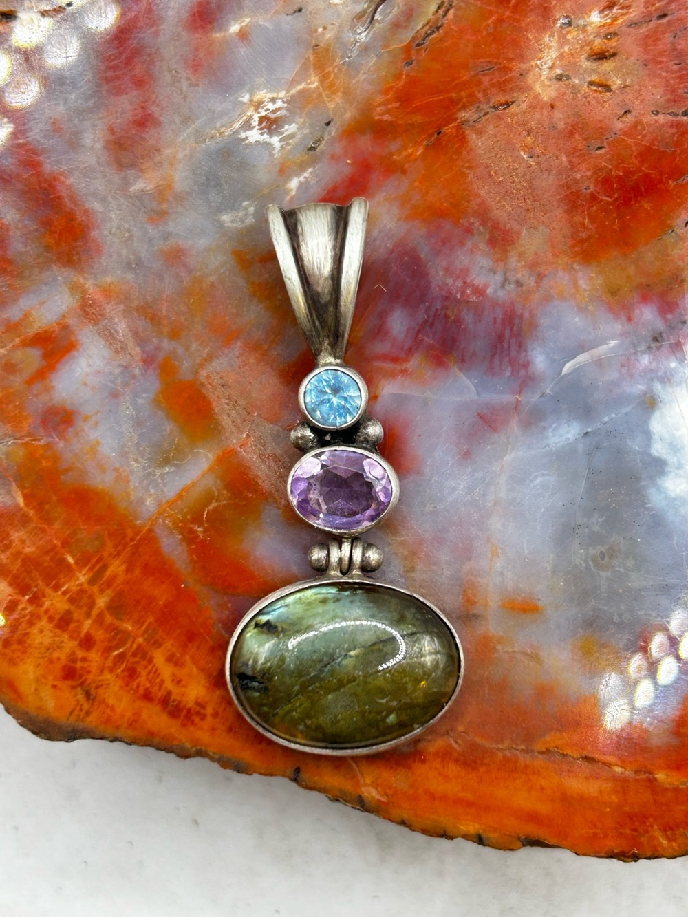 Colorful Sterling Silver Gemstone Pendant